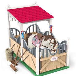 Papo Box Pour Cheval Avec Accessoires Papo 60117 Ferme En Bois, Centre Questre Et Zoo