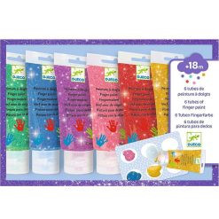 Djeco 6 Tubes De Peinture Doigts Pour Enfant - Couleurs Paillet Es Djeco 9017 Feutres, Gouaches Et Pinceaux