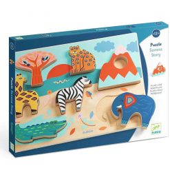 Djeco Puzzle Relief En Bois Savana Story, Jeu D'Encastrement Djeco 1068 Jouets Encastrer, Empiler