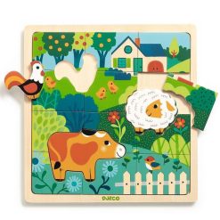 Djeco Puzzle En Bois 'Puzzlo Ferme' 15 Pcs Djeco 1825 Puzzles D S 2 Ans: 2, 12 Et 24 Pcs