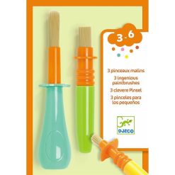 Djeco 3 Pinceaux Malins Pour Les Petits Djeco 9007 Feutres, Gouaches Et Pinceaux