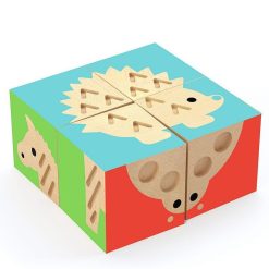 Djeco 4 Cubes Puzzles En Bois Touchbasic Djeco 6217 Jouets Cubes En Bois