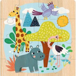 VILAC Coffret 3 Puzzles En Bois 'Animaux Du Monde' Michelle Carlslund Vilac 8530 Puzzles D S 2 Ans: 2, 12 Et 24 Pcs