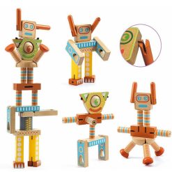 Djeco Ze Elastorobot, Jeu De Blocs En Bois Pour Construire Des Robots Djeco 6435 Jeux De Construction