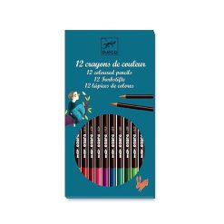 Djeco 12 Crayons De Couleur Djeco 8824 Feutres, Gouaches Et Pinceaux