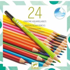 Djeco 24 Crayons De Couleur Aquarellables Djeco 9754 Feutres, Gouaches Et Pinceaux