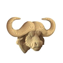 Cartonic Troph E Mural D Coratif - Sculpture 3D En Carton - Buffle - Wall Puzzle Cartonic Jeux De Construction